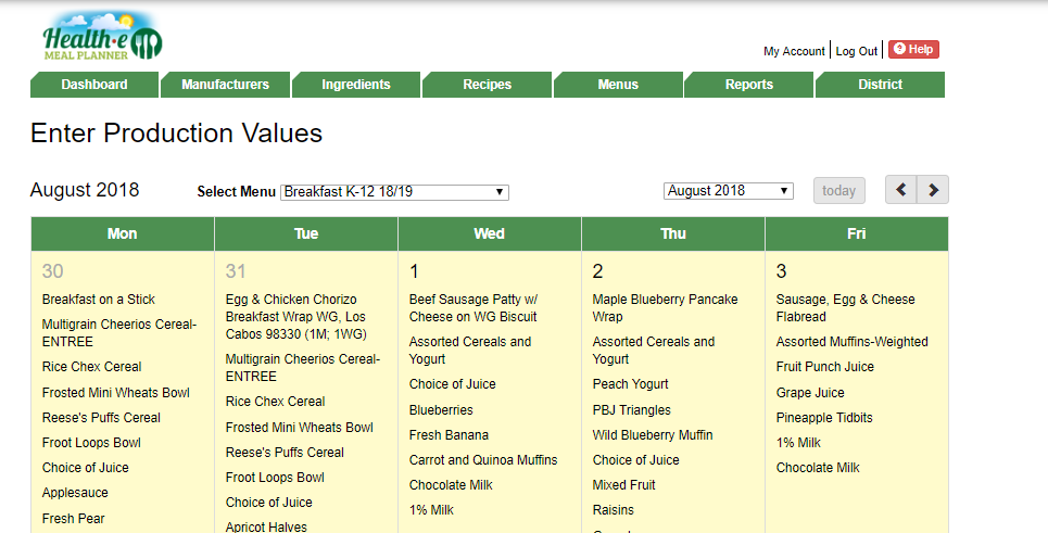 Health-e Meal Planner tablet screenshot