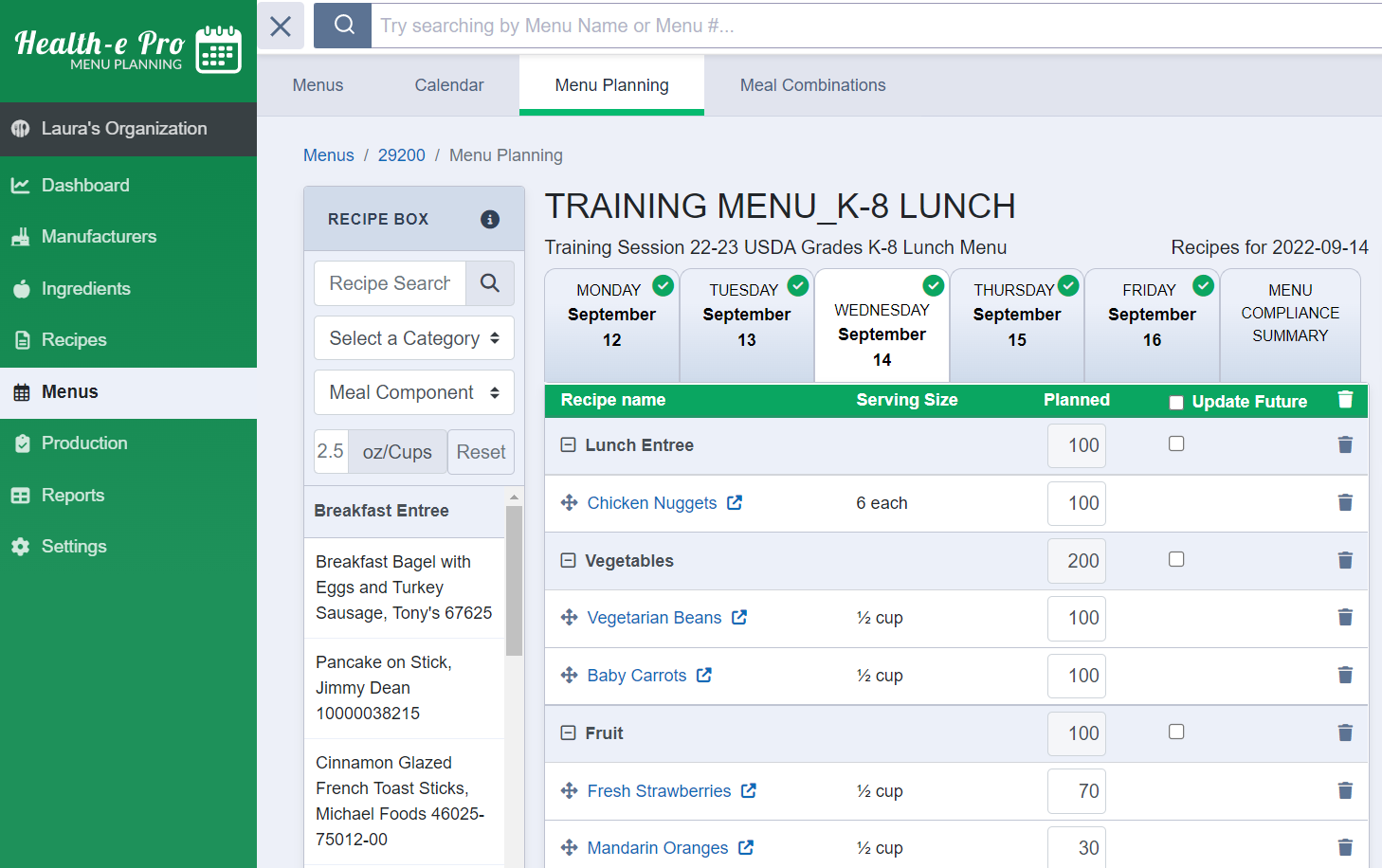 v3 Menu Planning Screenshot Taller