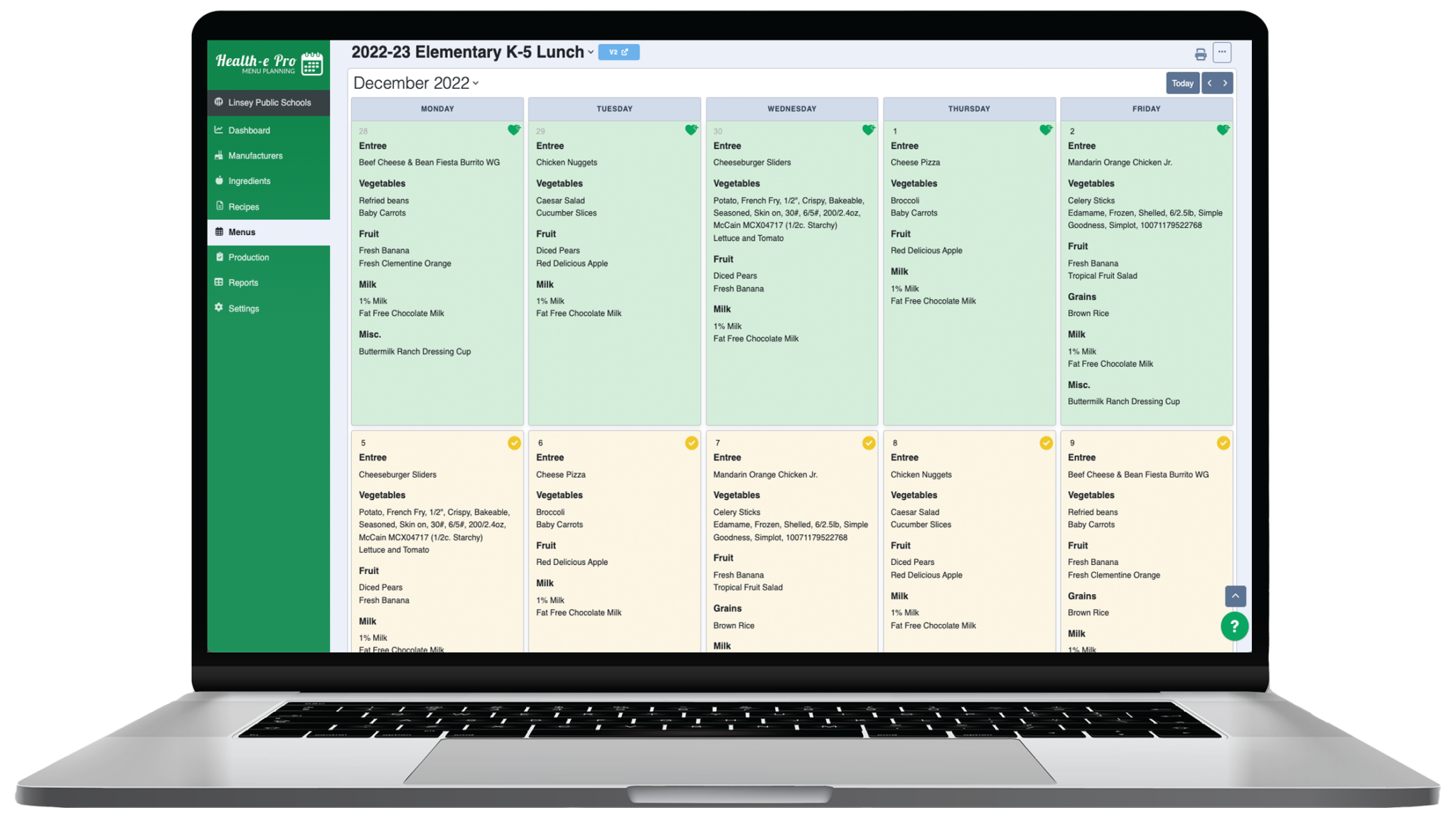 Desktop with meal planner screenshot