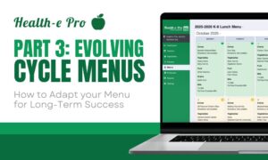 Evolving Cycle Menus Blog Post Header with text that says How to Adapt Your School Nutrition Cycle Menu for Long-Term Success